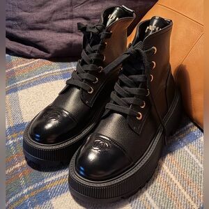 Black Lace-Up Boots NWT US9